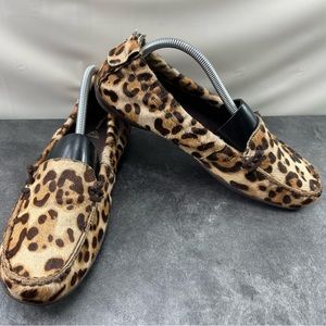 Hush Puppies Ceil Women’s Shoes Brown 11 M Cheetah Print Fur Ballet Flat Loafers